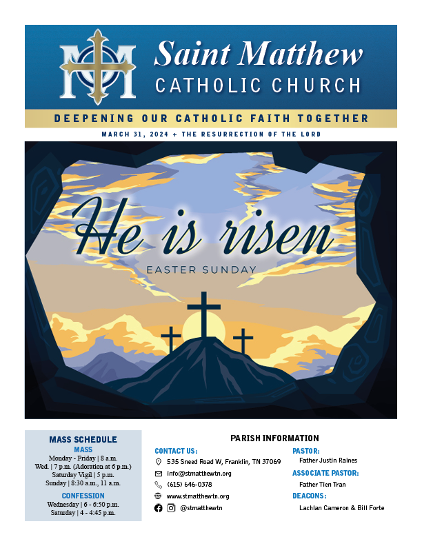 View the Easter Sunday (March 31) bulletin